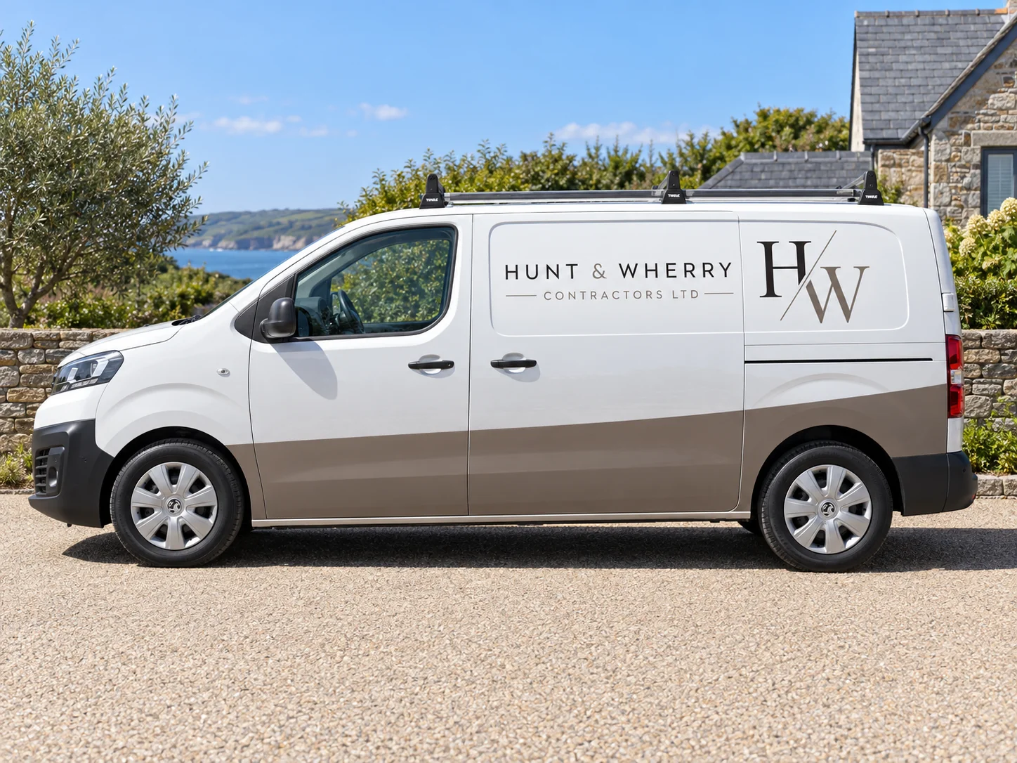 HW Contractors sign-written work van, side view